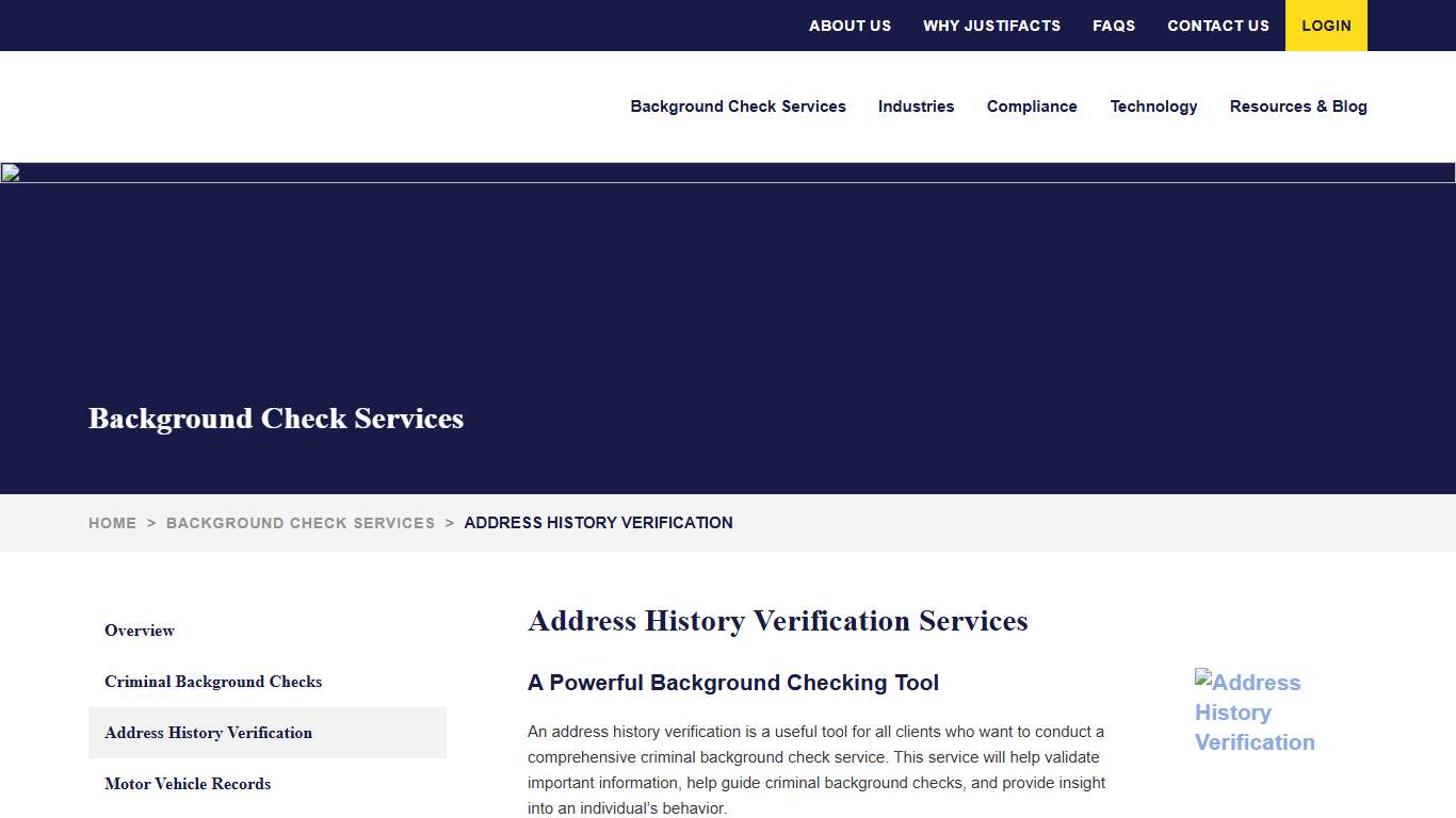 Address History Verification Services | Justifacts Credential Verification Inc.