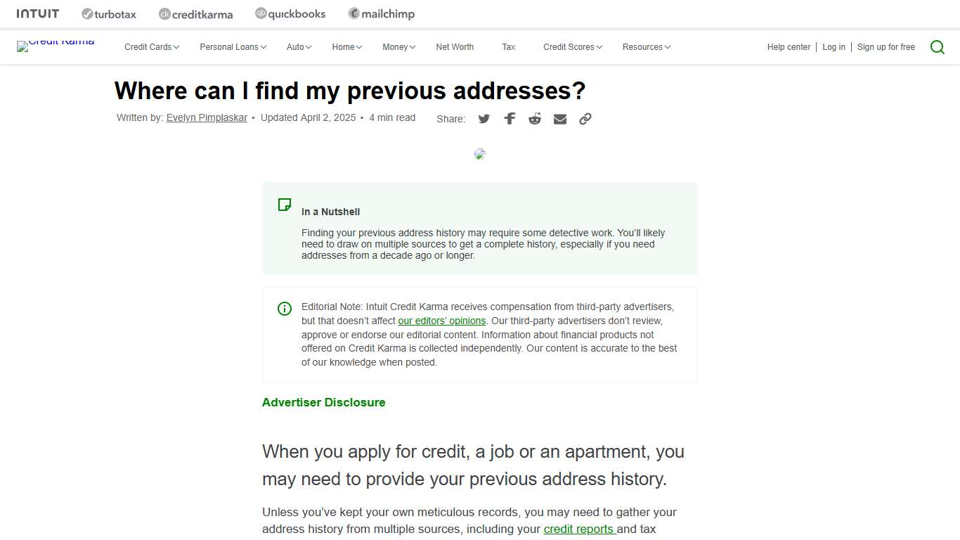 How To Find Your Previous Address History | Intuit Credit Karma