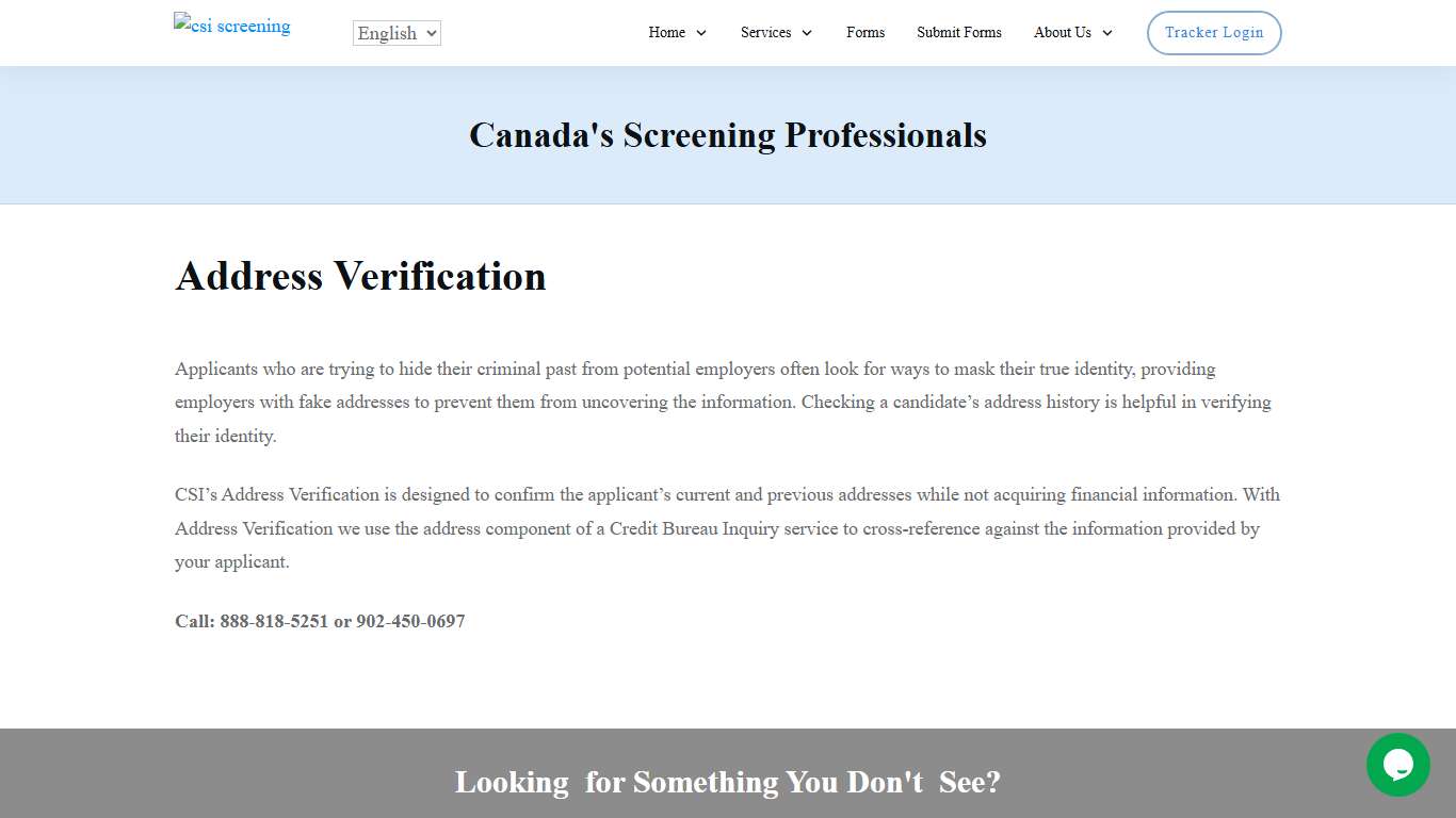 Address Verification - CSI Background Screening