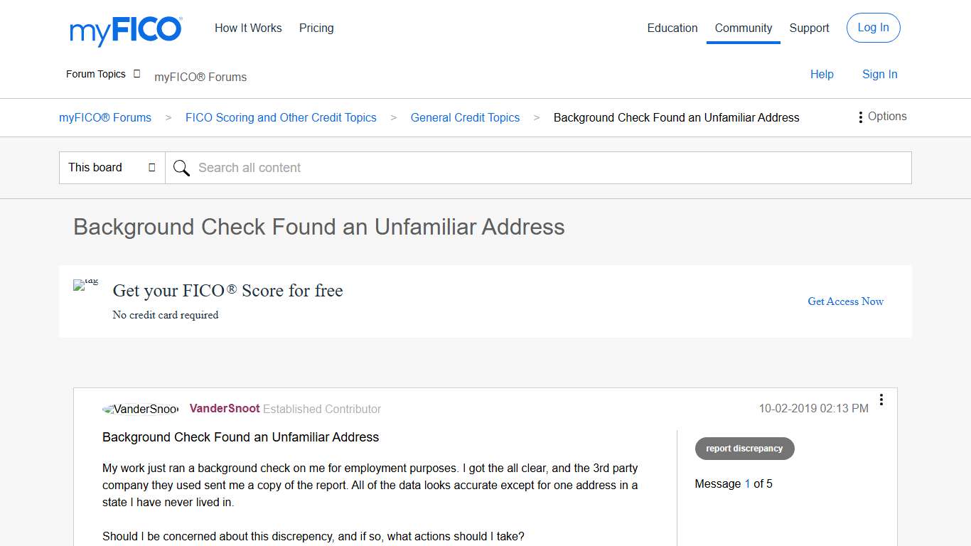 Background Check Found an Unfamiliar Address - myFICO® Forums - 5762030